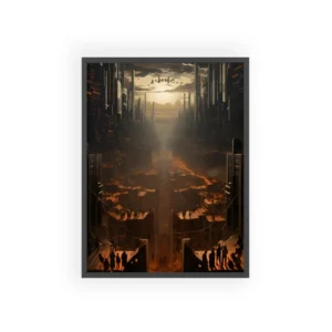 Silhouetted People Overlooking City Framed Poster