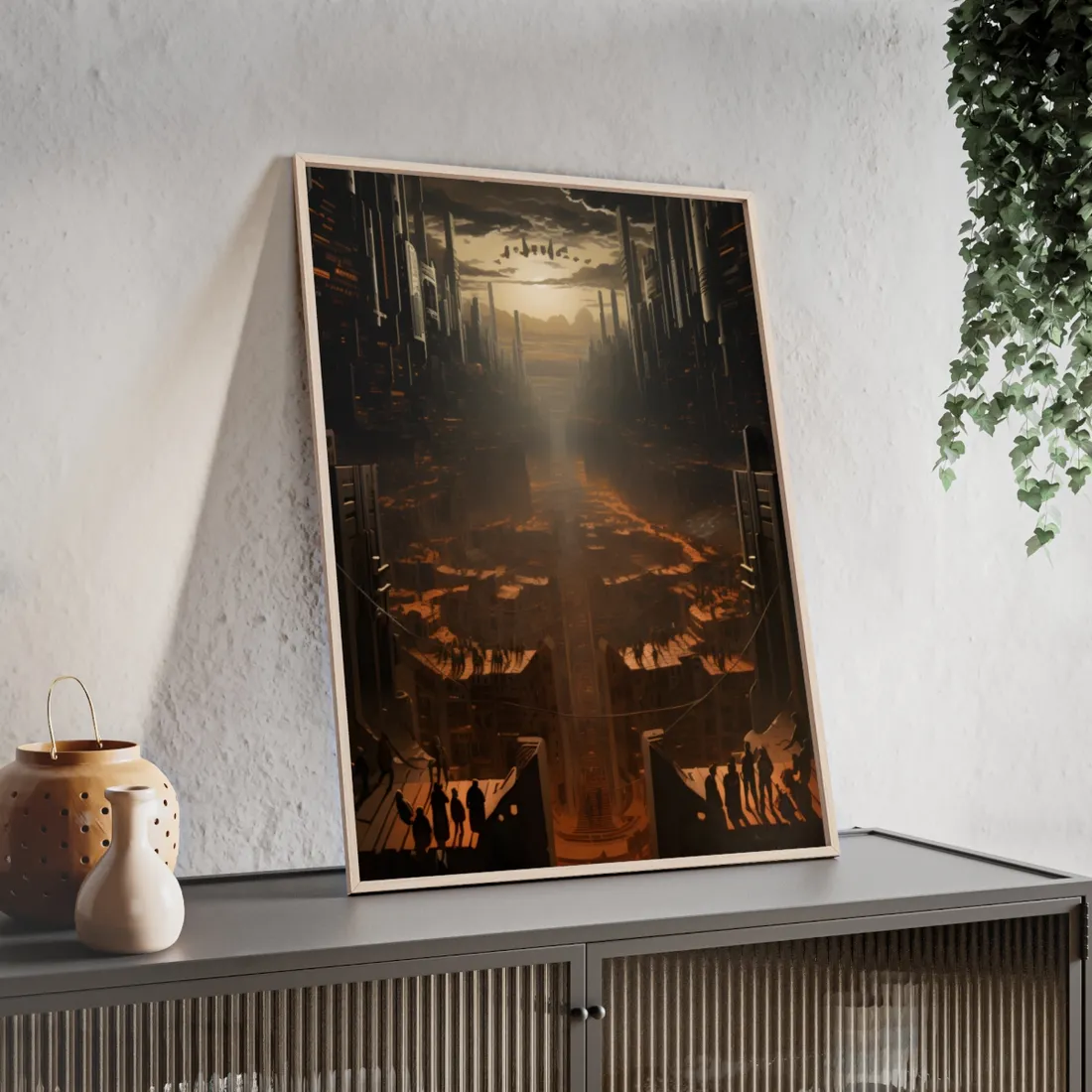 Dystopian Utopia: Opposite Worlds in Harmony - Framed Poster