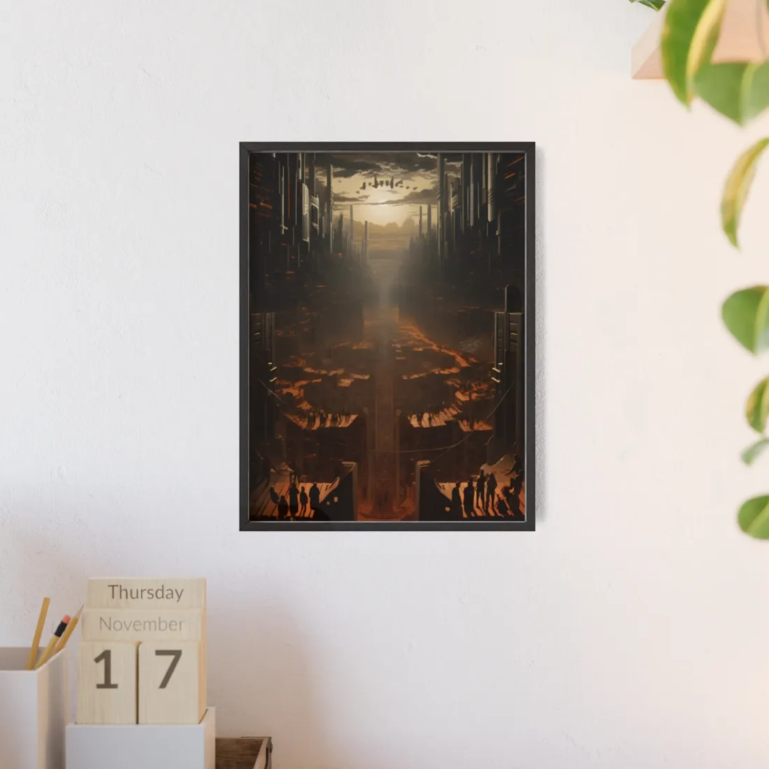 Dystopian Utopia: Opposite Worlds in Harmony - Framed Poster