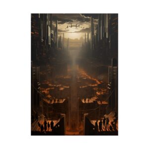 Silhouetted People Overlooking City Poster