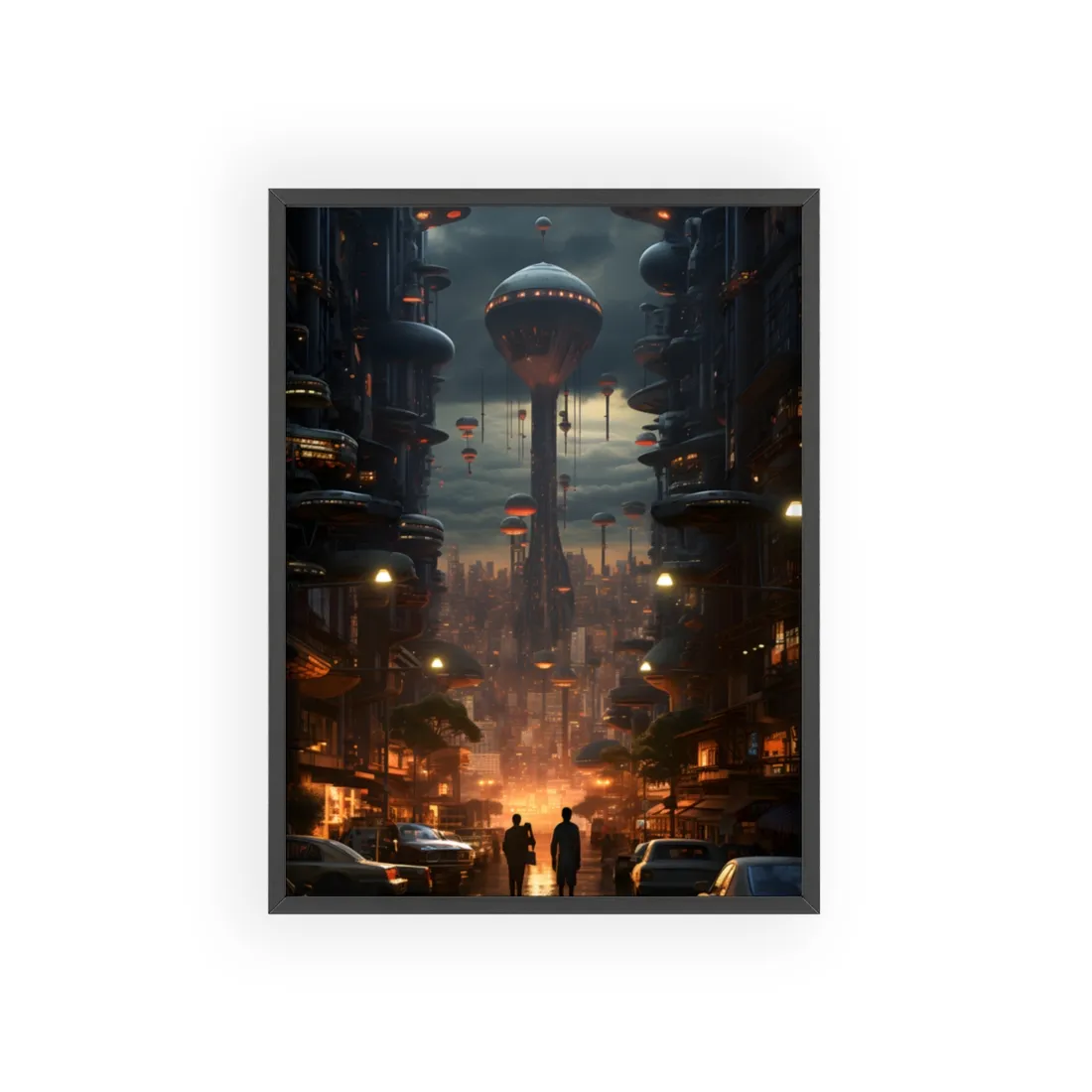 Dystopian Utopia: Perfect Urban Landscape - Framed Poster