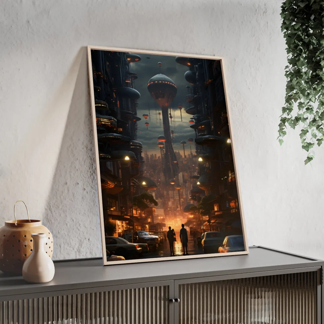 Dystopian Utopia: Perfect Urban Landscape - Framed Poster