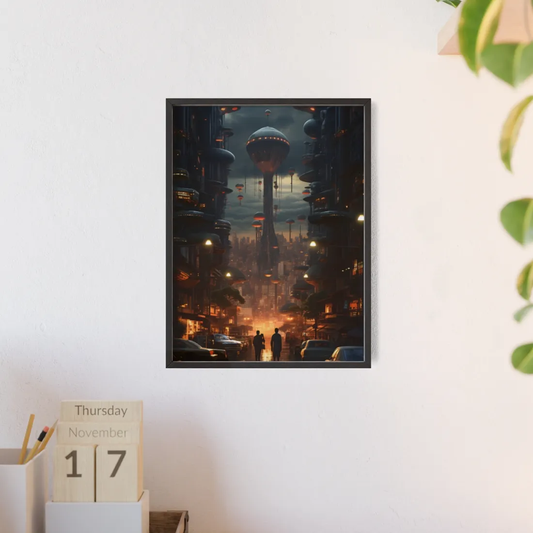 Dystopian Utopia: Perfect Urban Landscape - Framed Poster