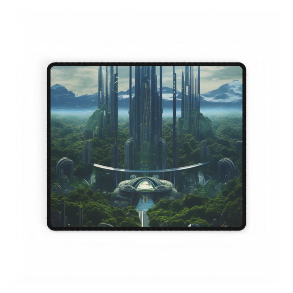 Dystopian Utopia: Perfect Yet Oppressive Society - Artwork - Desk Mat