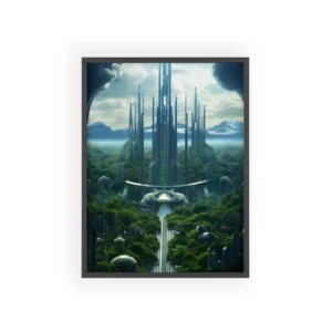 Utopian Forest Skyline Framed Poster