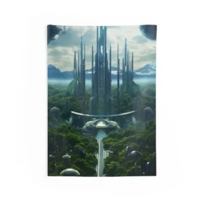 Utopian Forest Skyline Wall Tapestry