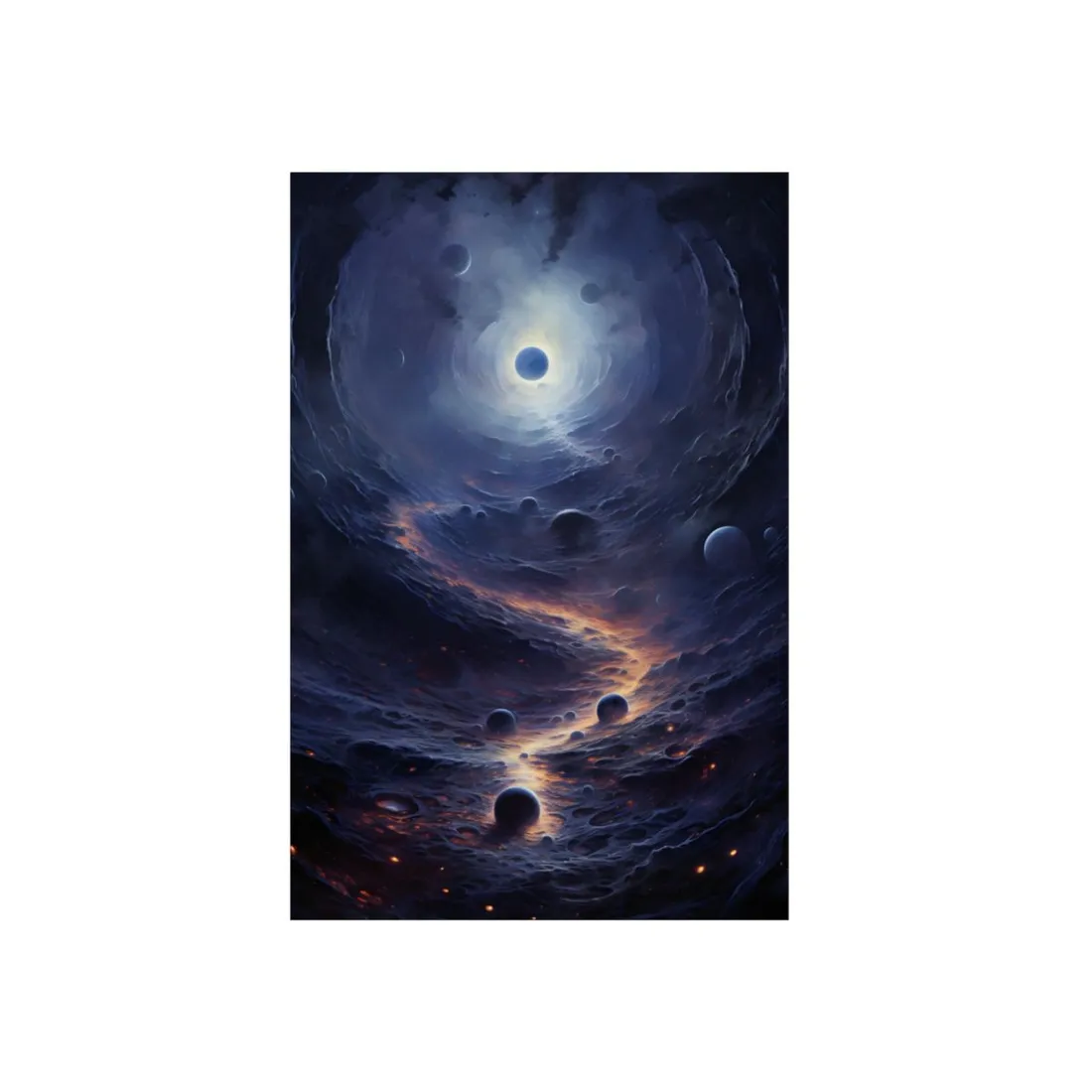Eclipse Over Dark Terrain: Cosmic Moonlit Landscape - Metal Poster