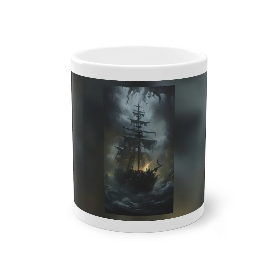 Eerie Pirate Ghost Ship: Sailing Seascape - Mug