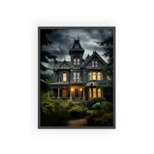 Victorian House at Dusk Framed Poster