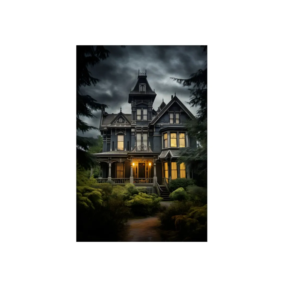 Eerie Shadows of a Haunted Victorian - Metal Poster