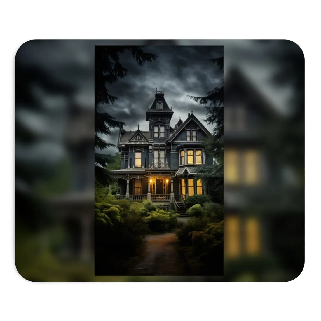 Eerie Shadows of a Haunted Victorian - Mouse Pad