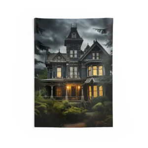 Victorian House at Dusk Wall Tapestry