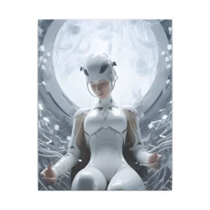 White Android Meditating in Chair Canvas Print