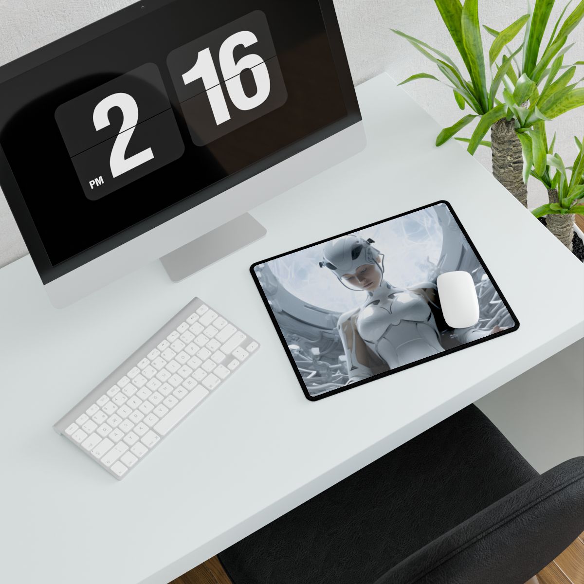 Elderly Man Connected: Medical Technology Web - Desk Mat