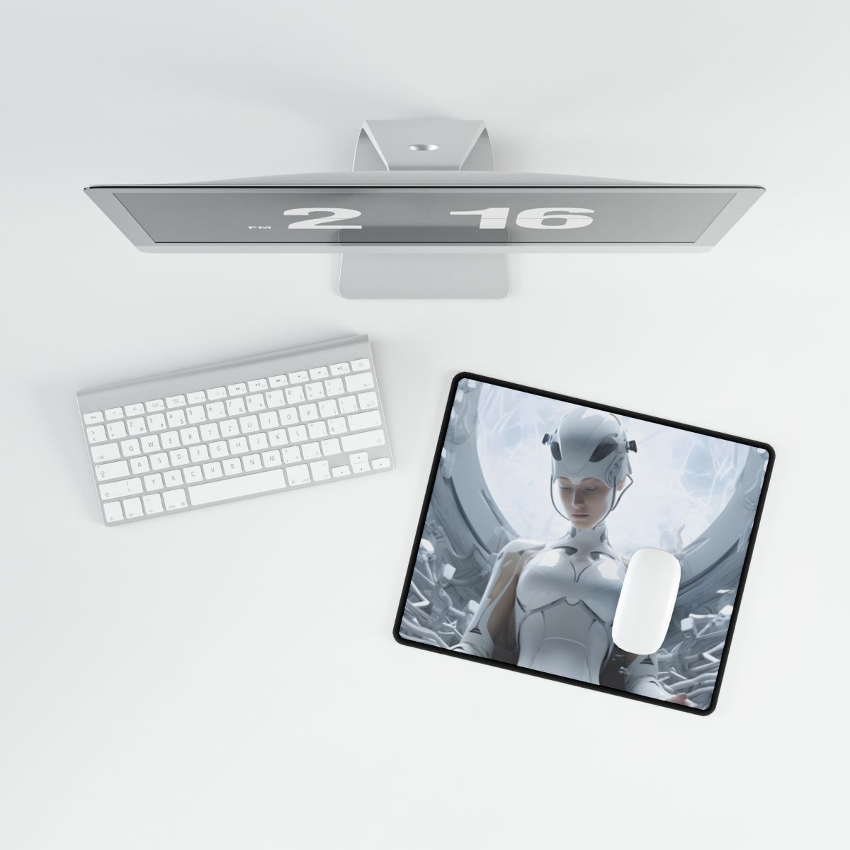 Elderly Man Connected: Medical Technology Web - Desk Mat