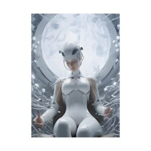 White Android Meditating in Chair Poster
