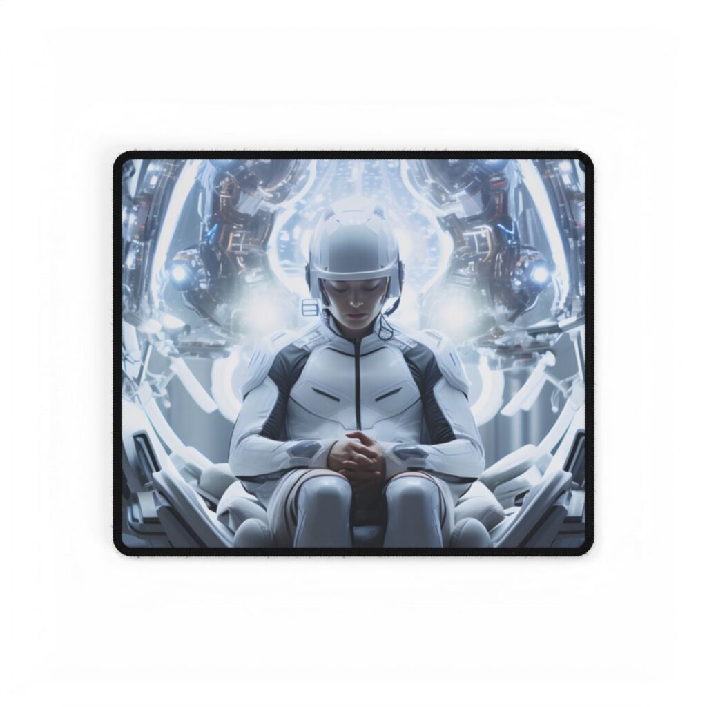 Elderly Man in a Complex Web: Medical Experiment Artwork - Desk Mat