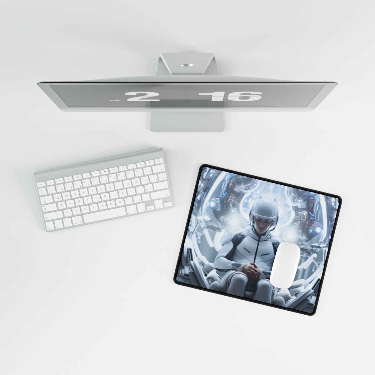 Elderly Man in a Complex Web: Medical Experiment Artwork - Desk Mat