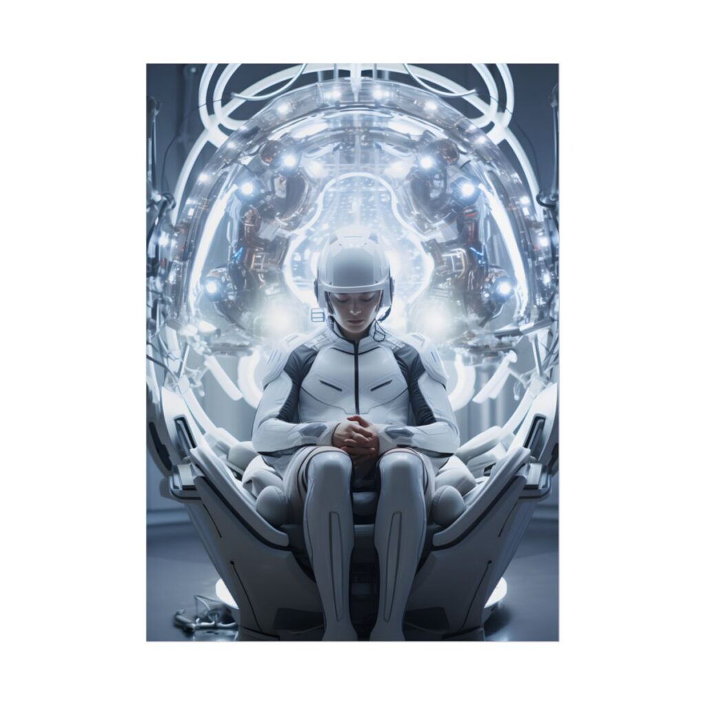 Elderly Man in a Complex Web: Medical Experiment Artwork - Poster