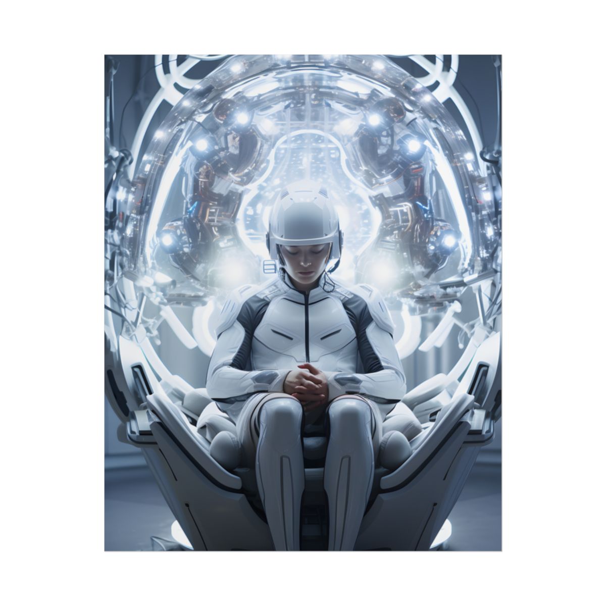 Elderly Man in a Complex Web: Medical Experiment Artwork - Poster