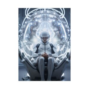 Seated Figure in Futuristic Pod Poster