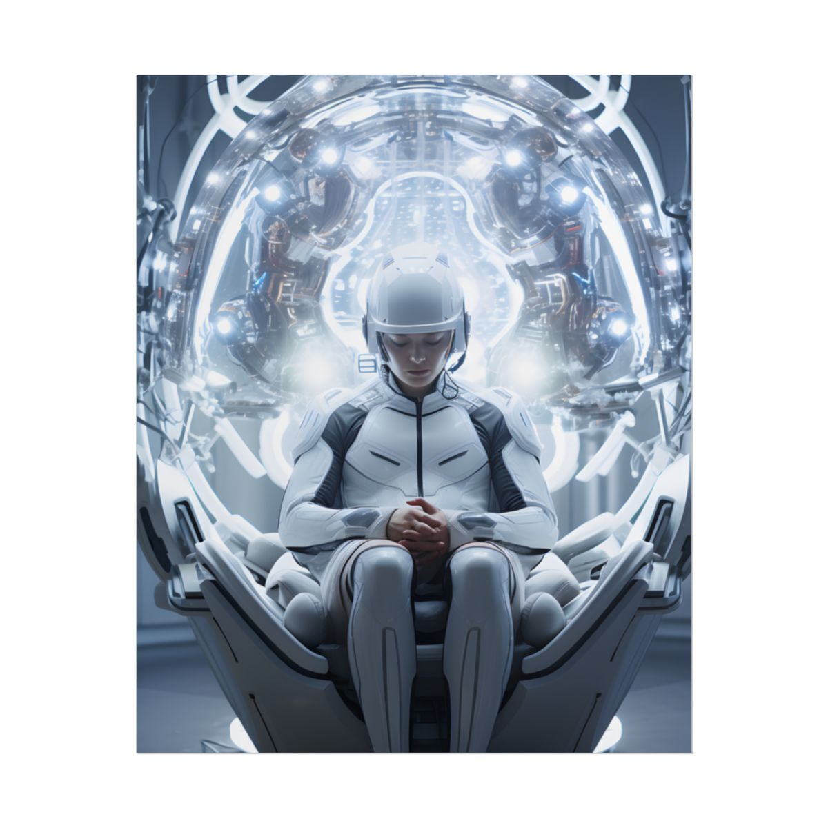 Elderly Man in a Complex Web: Medical Experiment Artwork - Poster
