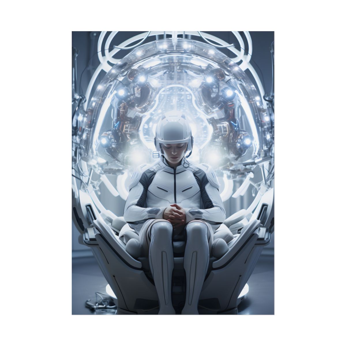 Elderly Man in a Complex Web: Medical Experiment Artwork - Poster