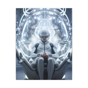 Seated Figure in Futuristic Pod Canvas Print