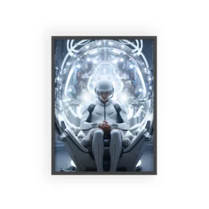 Seated Figure in Futuristic Pod Framed Poster
