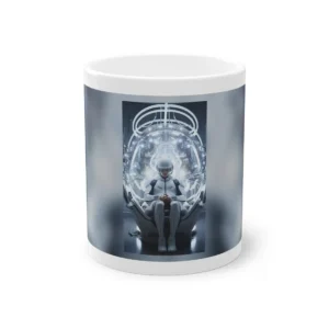 Seated Figure in Futuristic Pod Mug