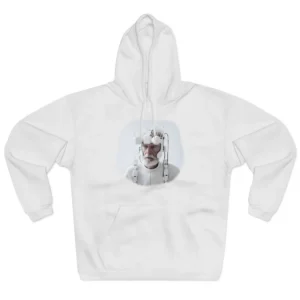 Elderly Man Wearing White Headset Hoodie