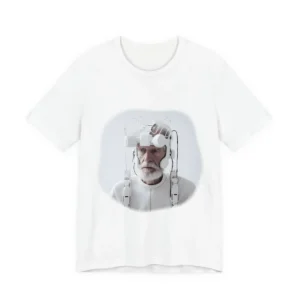 Elderly Man Wearing White Headset T-Shirt
