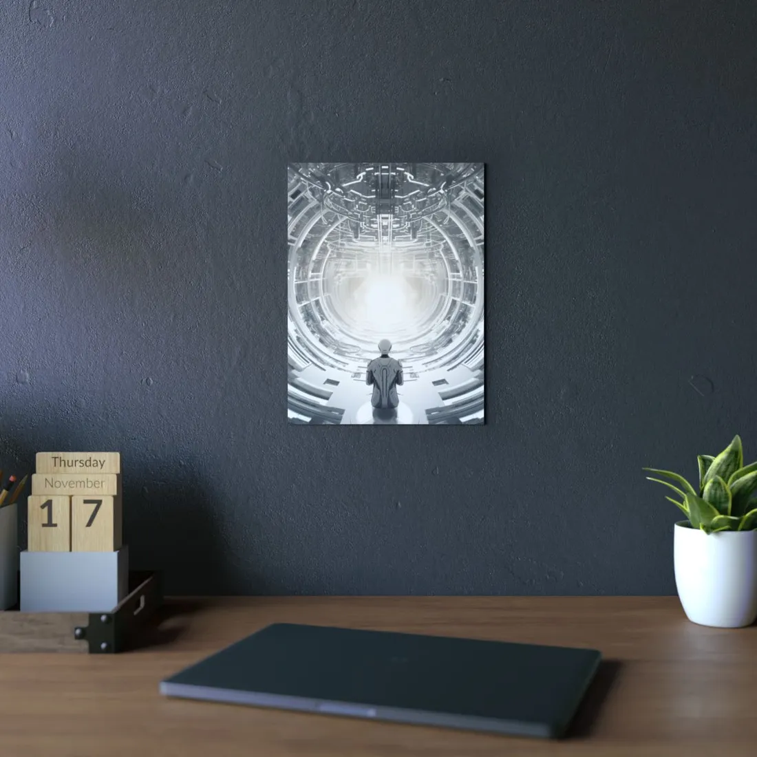 Elderly Man in Complex System: A Technological Dilemma - Metal Poster