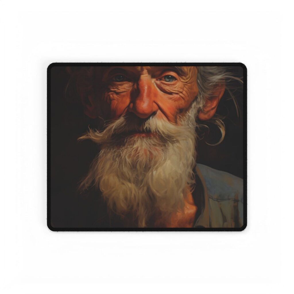 Elderly Wisdom: A Portrait of Timeless Senior Reflection - Desk Mat