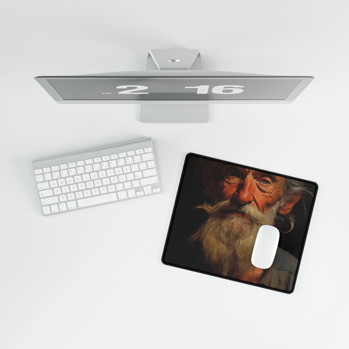 Elderly Wisdom: A Portrait of Timeless Senior Reflection - Desk Mat