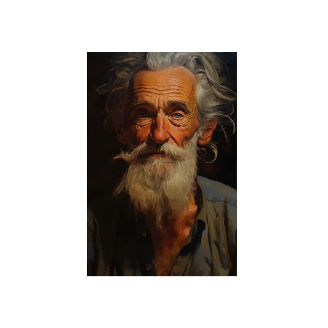 Elderly Wisdom: A Portrait of Timeless Senior Reflection - Metal Poster
