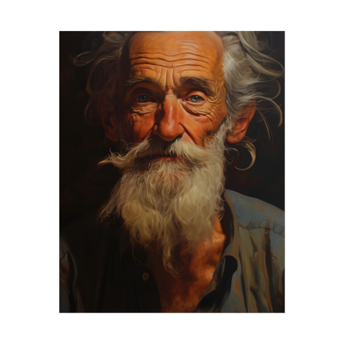 Elderly Wisdom: A Portrait of Timeless Senior Reflection - Poster