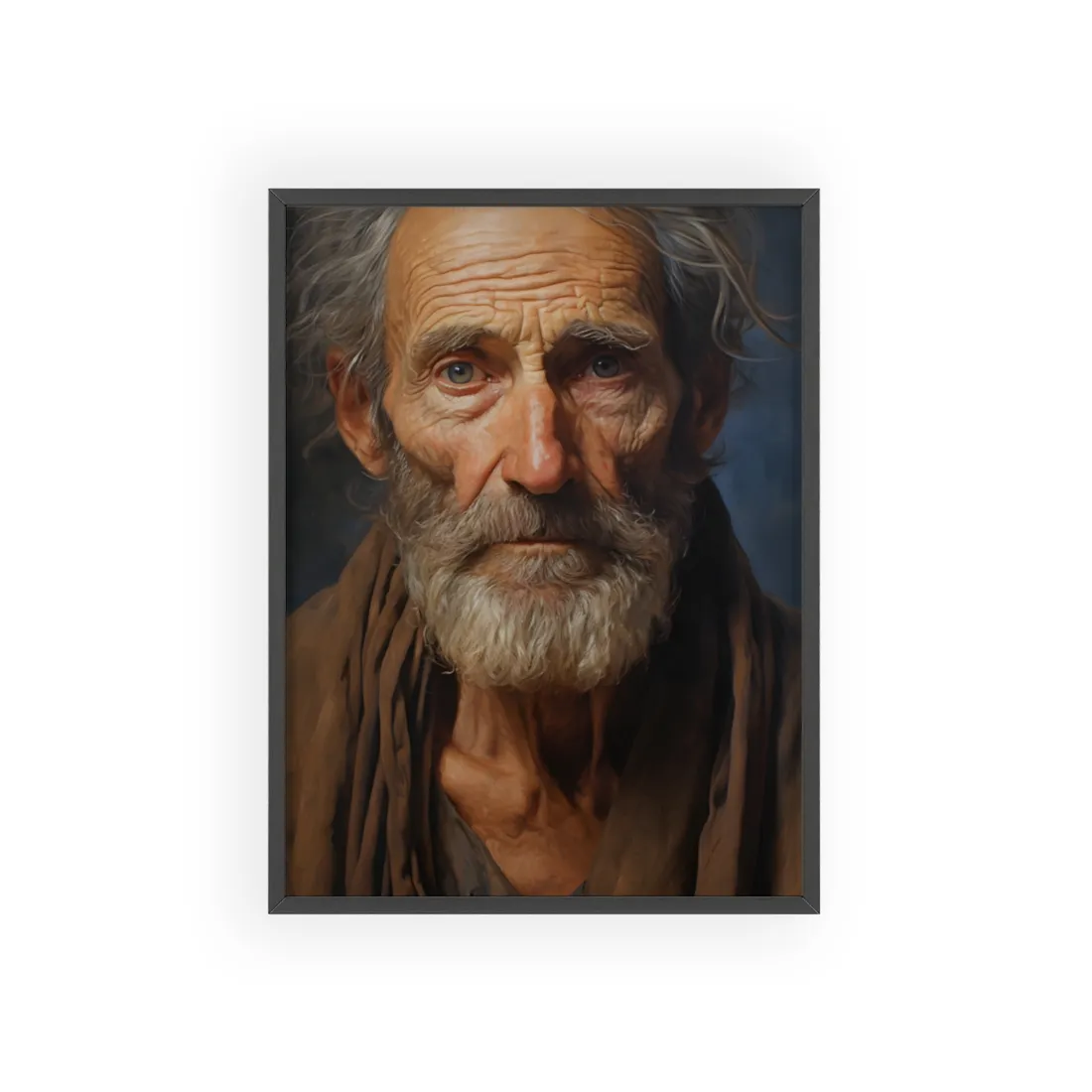 Elderly Wisdom Portrait: A Close-Up of Maturity - Framed Poster