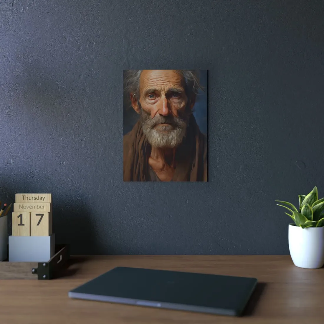 Elderly Wisdom Portrait: A Close-Up of Maturity - Metal Poster