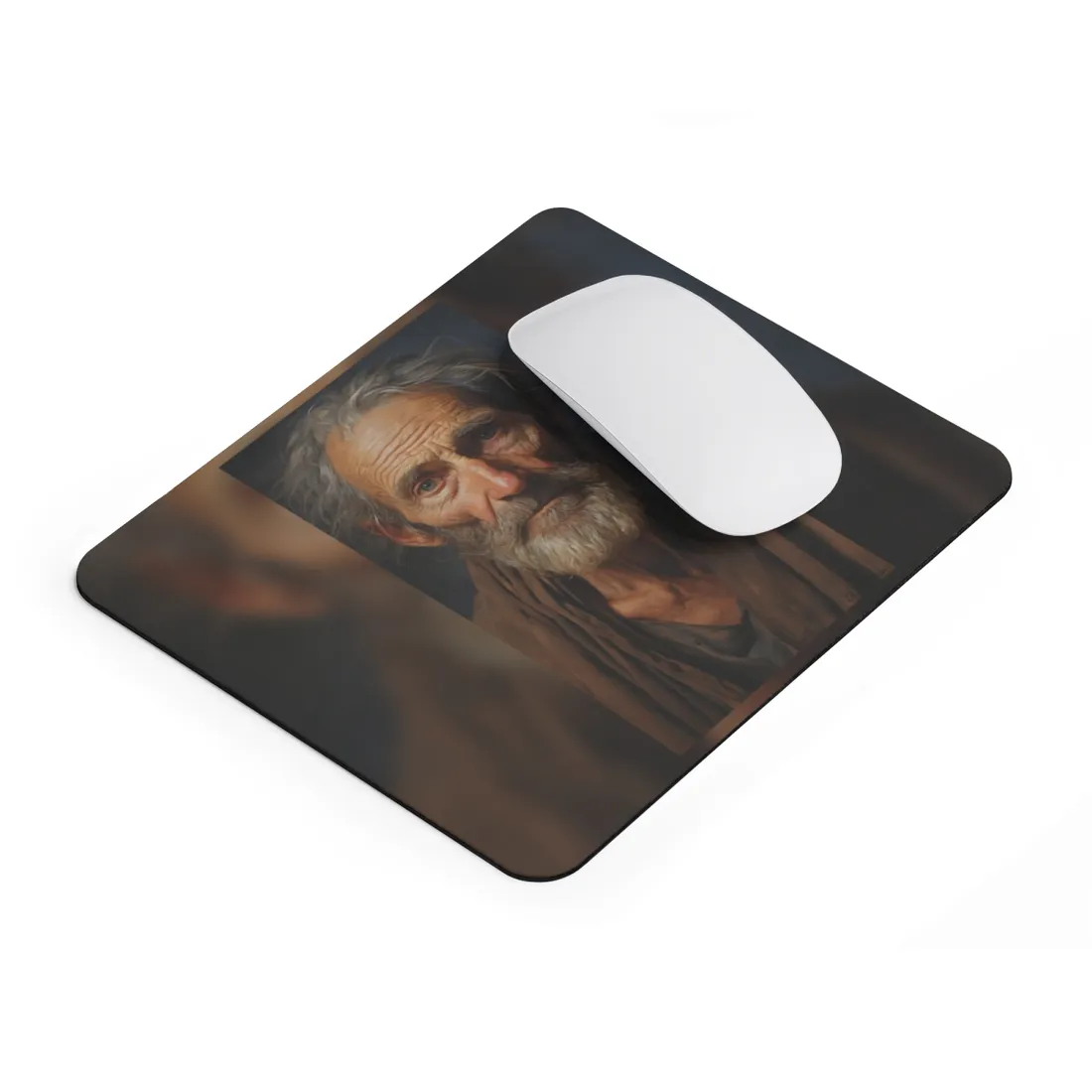 Elderly Wisdom Portrait: A Close-Up of Maturity - Mouse Pad