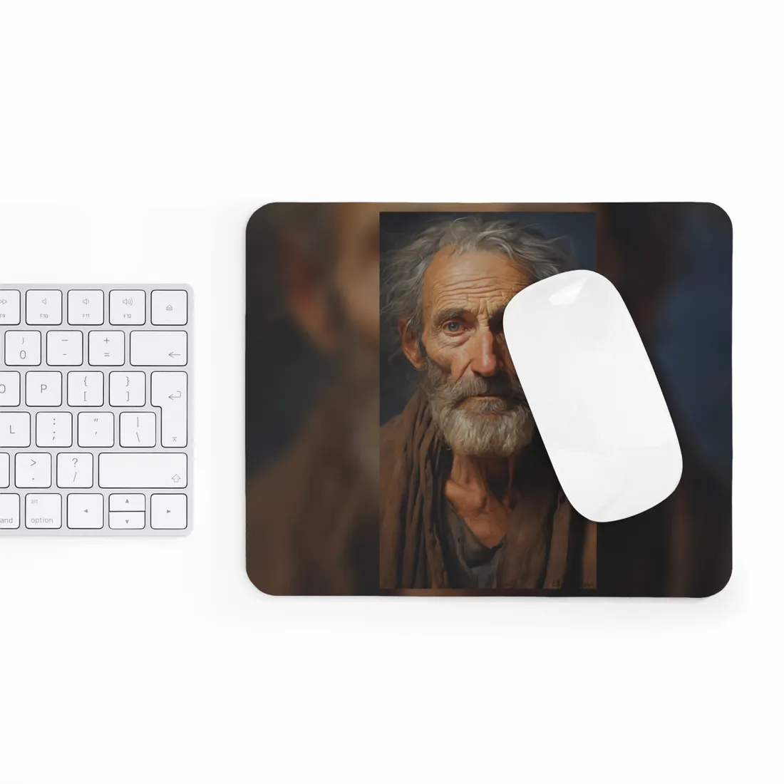 Elderly Wisdom Portrait: A Close-Up of Maturity - Mouse Pad