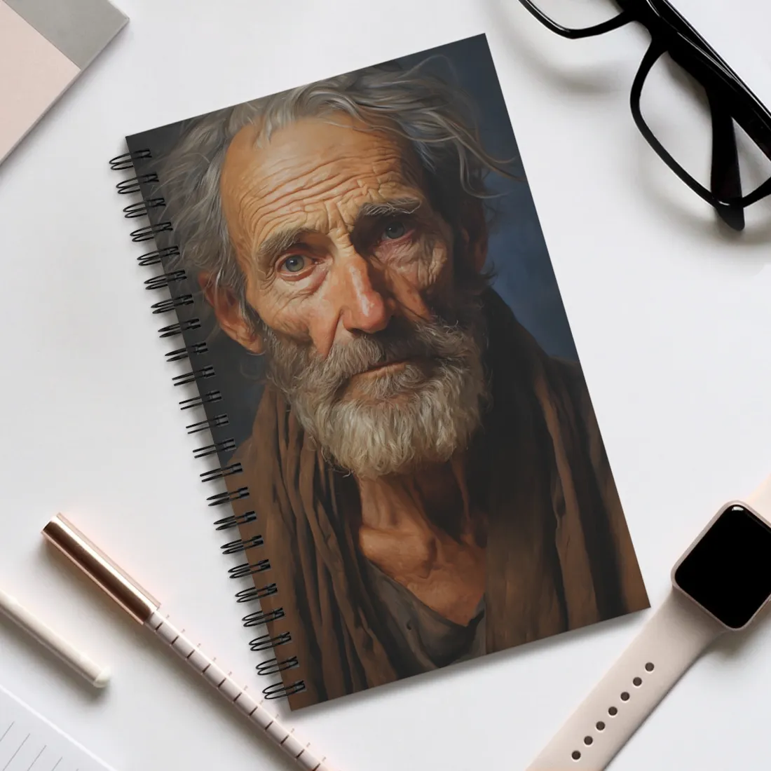 Elderly Wisdom Portrait: A Close-Up of Maturity - Spiral Notebook