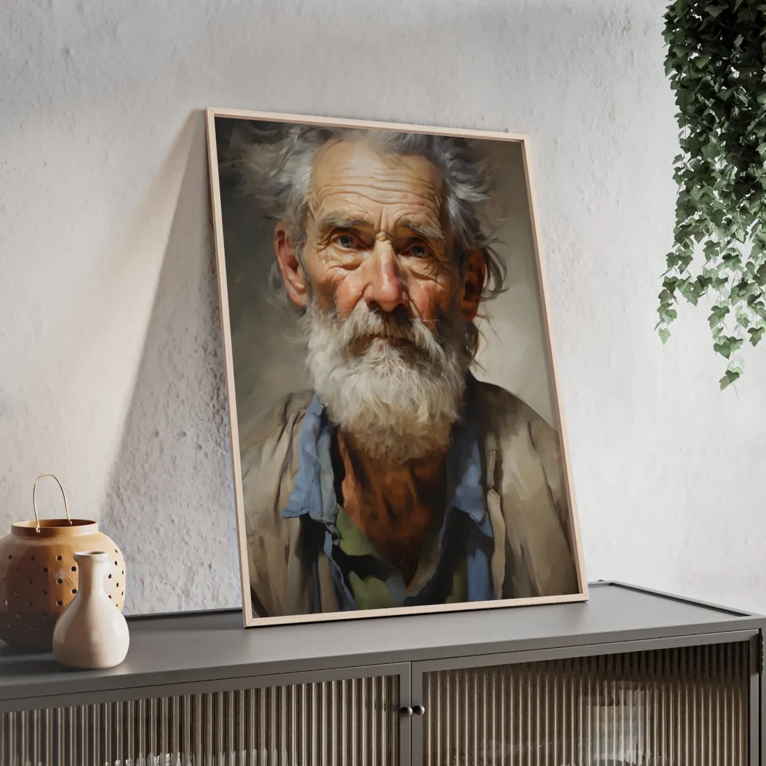 Elderly Wisdom: Portrait of a Timeless Soul - Framed Poster