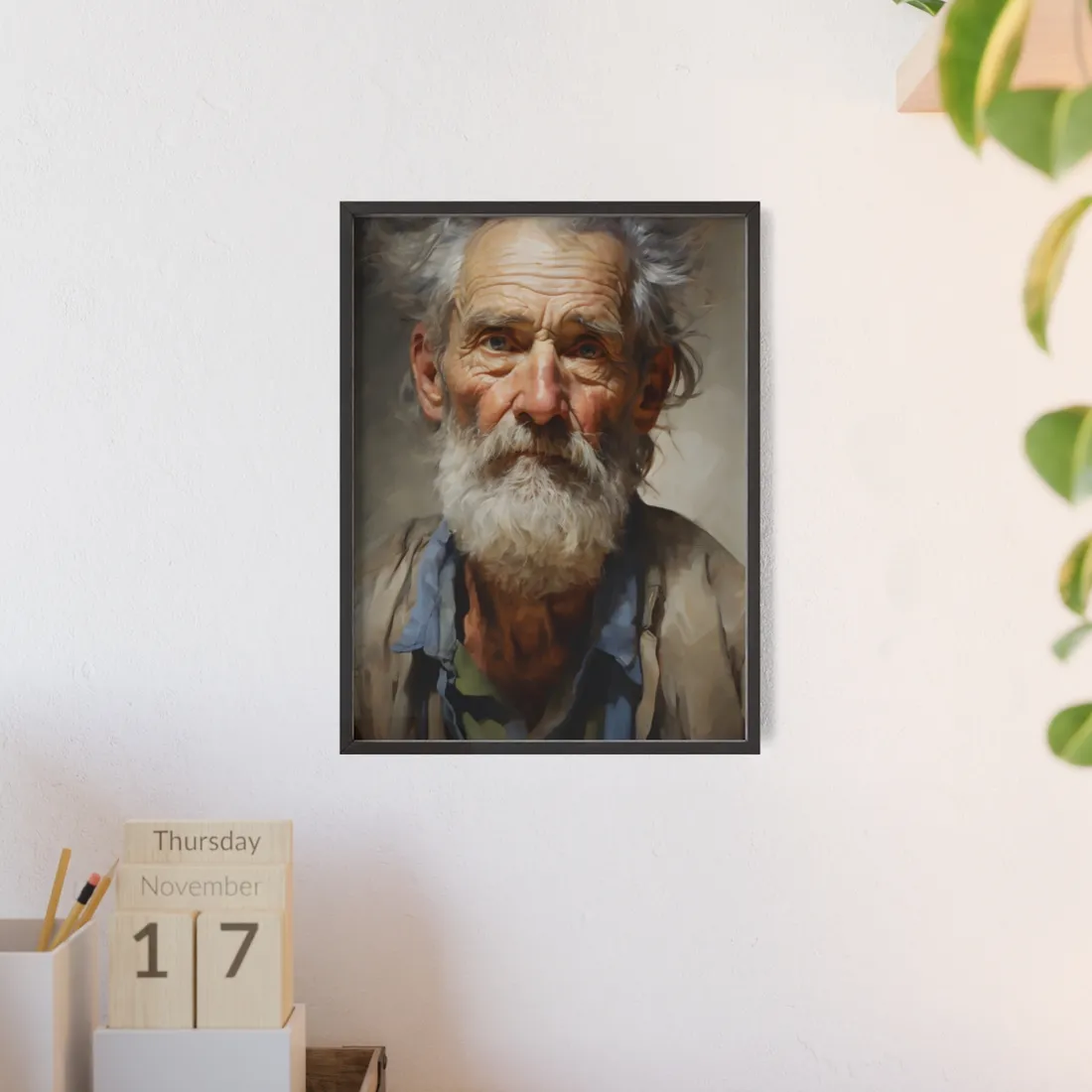Elderly Wisdom: Portrait of a Timeless Soul - Framed Poster