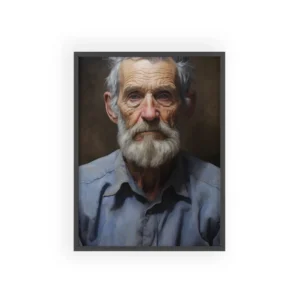 Weathered Elderly Man Portrait Framed Poster