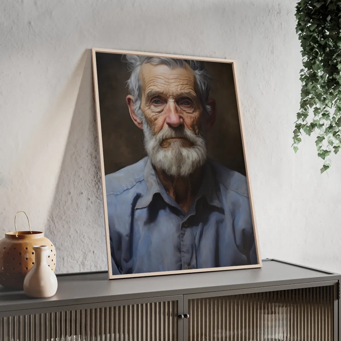 Elderly Wisdom: Portrait of a Wise Gentleman - Framed Poster