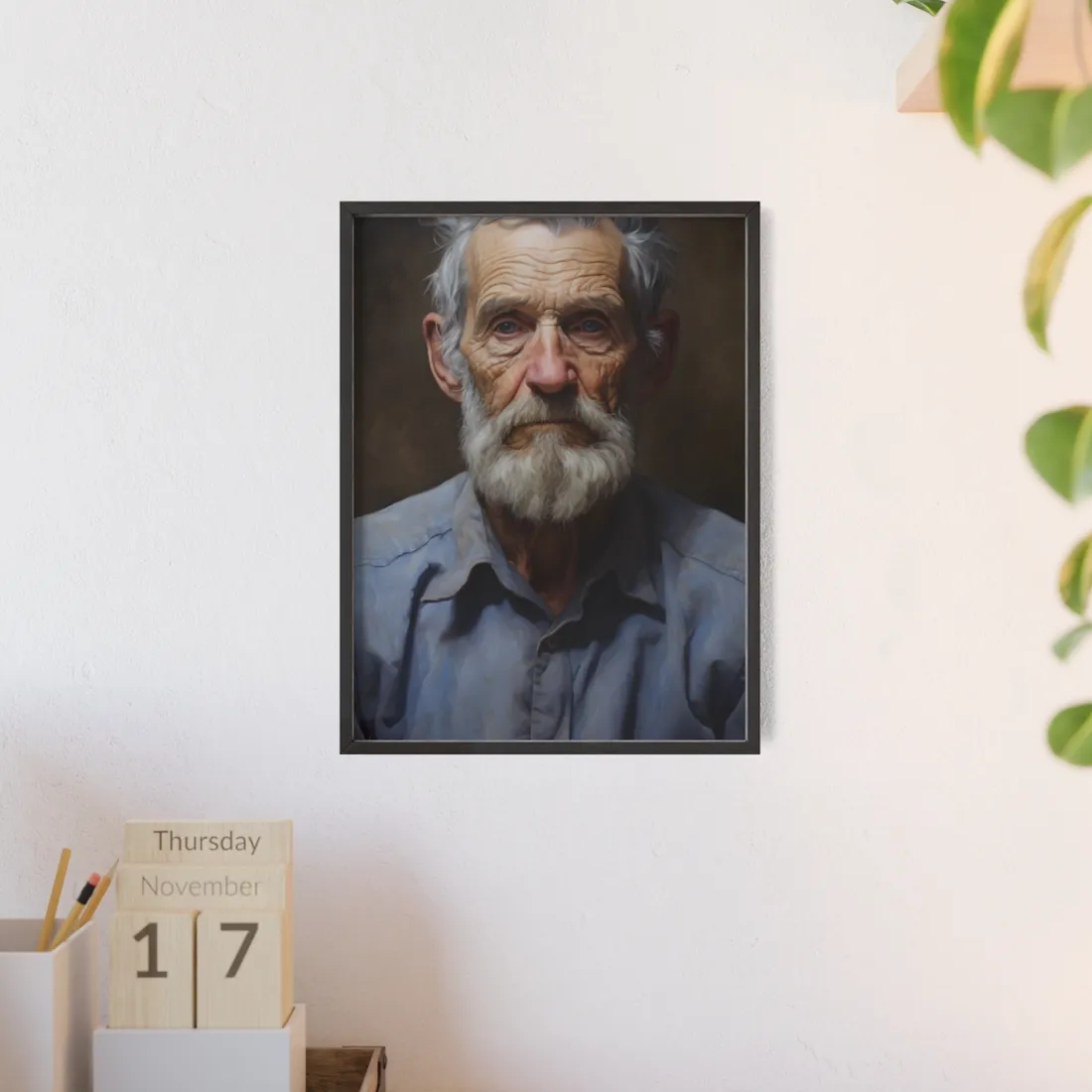 Elderly Wisdom: Portrait of a Wise Gentleman - Framed Poster