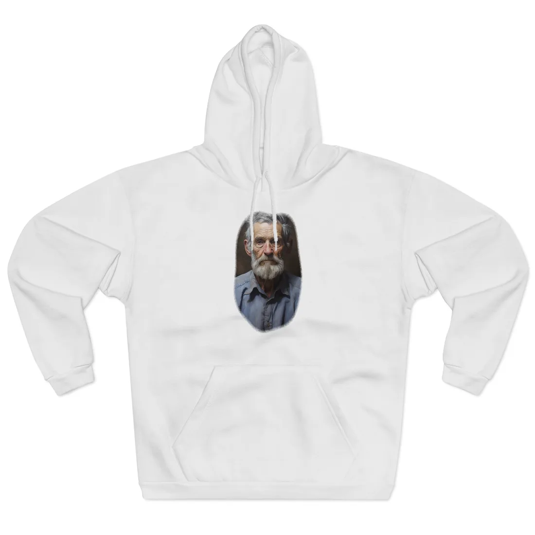 Elderly Wisdom: Portrait of a Wise Gentleman - Hoodie (White)