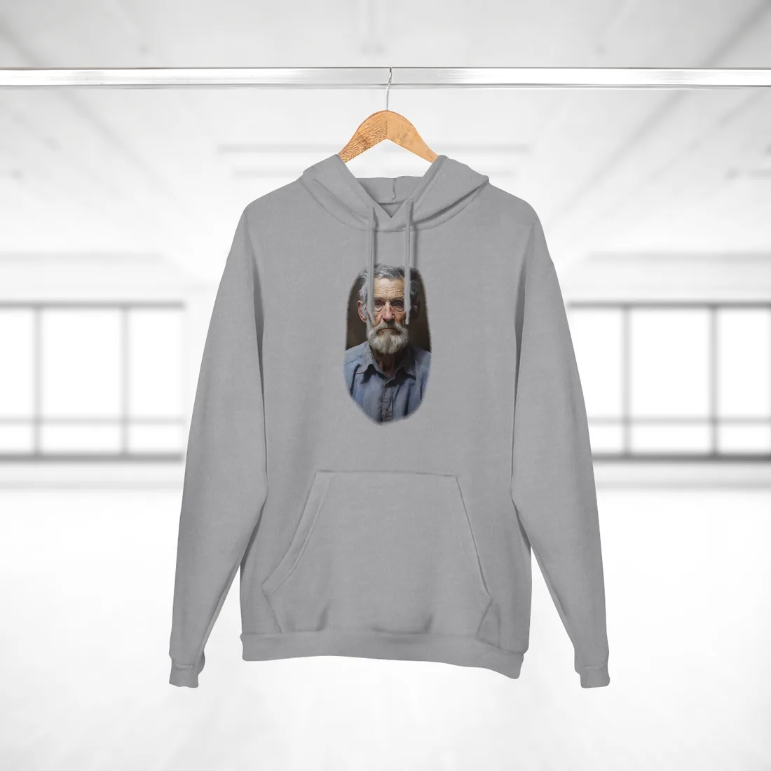 Elderly Wisdom: Portrait of a Wise Gentleman - Hoodie (Heather Grey)