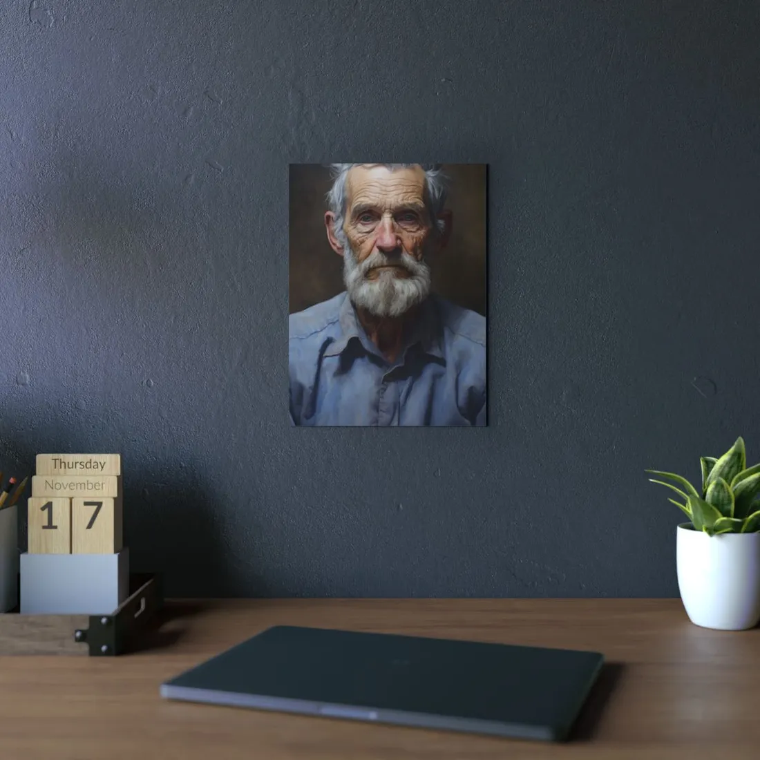 Elderly Wisdom: Portrait of a Wise Gentleman - Metal Poster